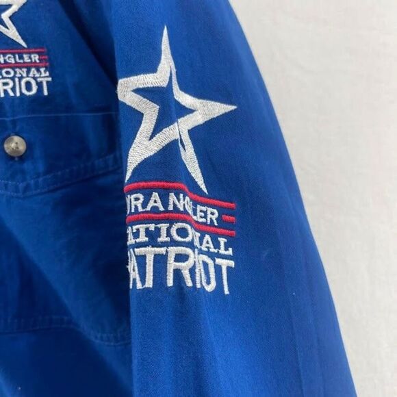Wrangler National Patriot Blue Long Sleeve Casual Button Down Shirt Men's XL - Picture 3 of 9
